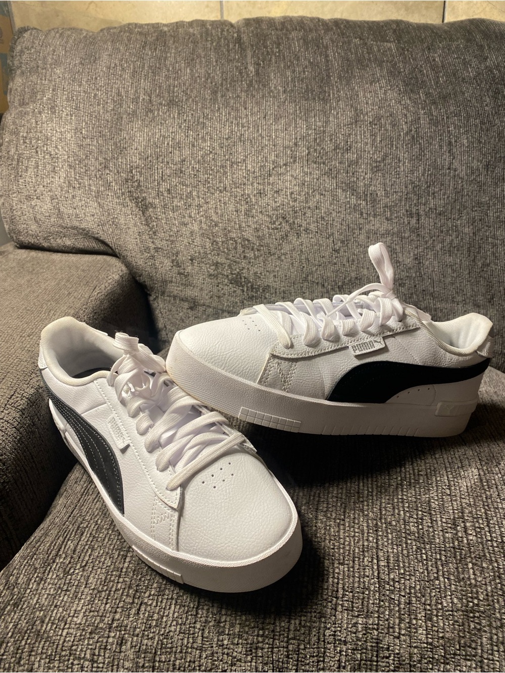 Puma White Low-Top Sneakers with Black Formstripe